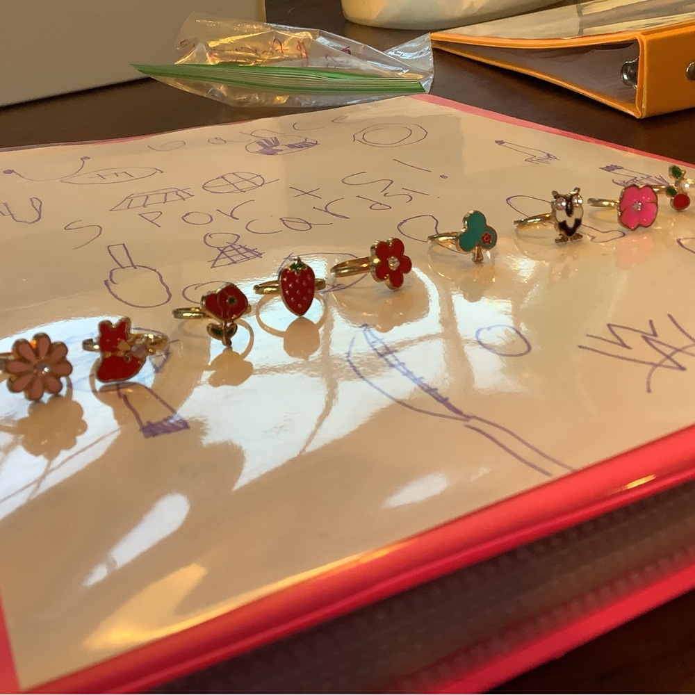 Colorful Flower and Heart Rings Set - Picture 2 of 3